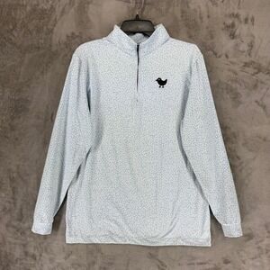 Bad Birdie Mens Small Blue Floral Quarter Zip Golf Pullover Long Sleeve Stretch
